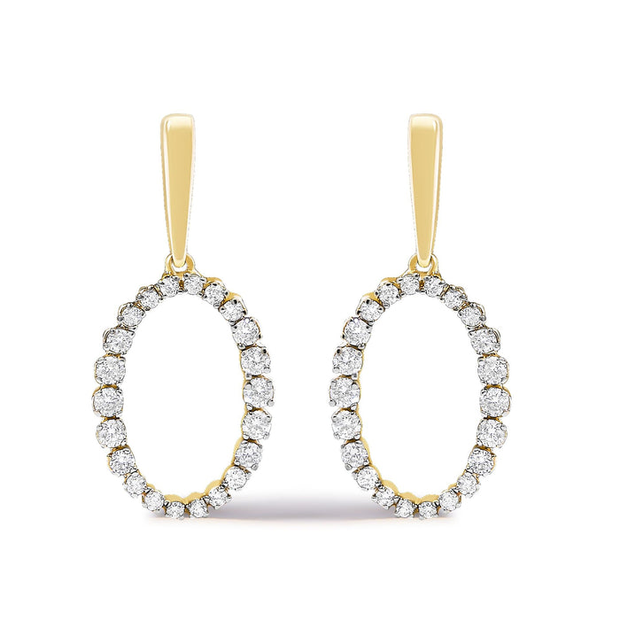 1/2 Ct. T.W. Graduating Diamond Oval Dangle Earrings in 14K Yellow Gold, photo 1