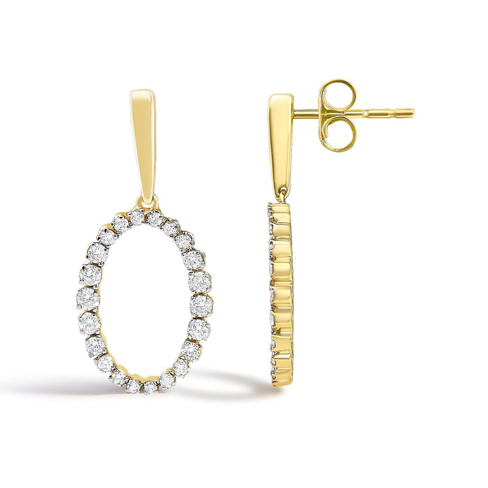 1/2 Ct. T.W. Graduating Diamond Oval Dangle Earrings in 14K Yellow Gold, photo 4