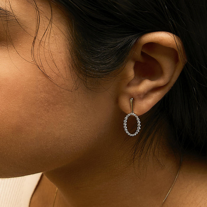 1/2 Ct. T.W. Graduating Diamond Oval Dangle Earrings in 14K Yellow Gold, photo 3