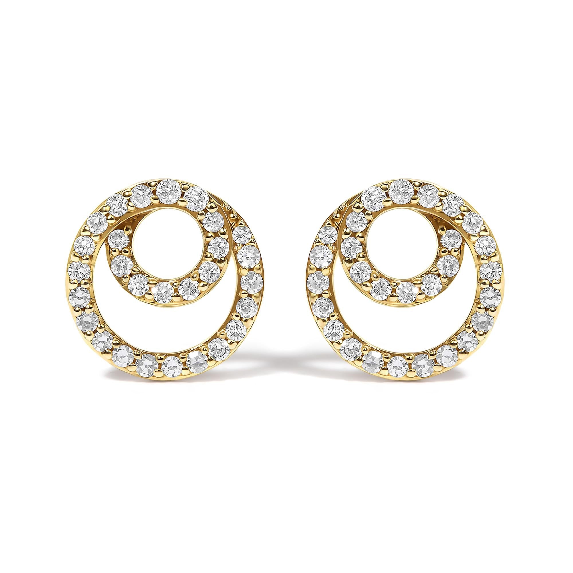 3/8 Ct. T.W. Diamond Double Circle Stud Earrings in 14K Yellow Gold, photo 1