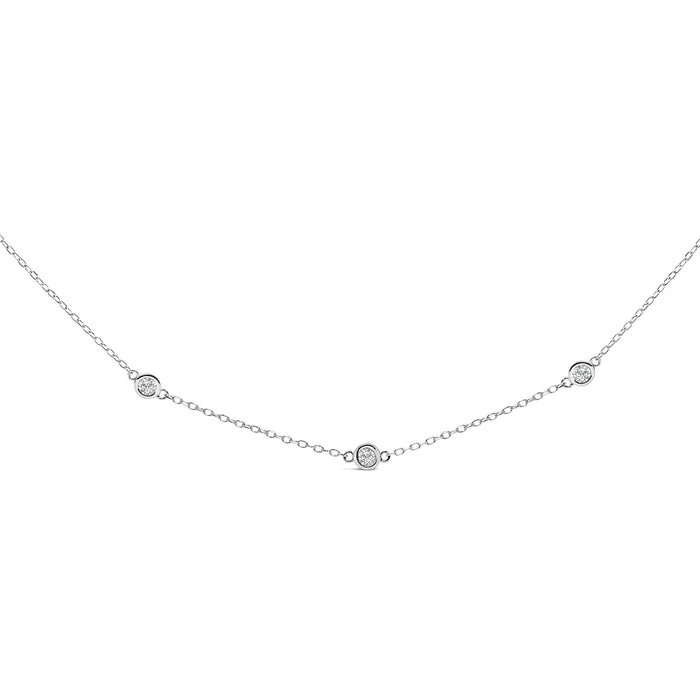 1/2 Ct. T.W. Bezel-Set Diamond Station Necklace in 14K White Gold, photo 1