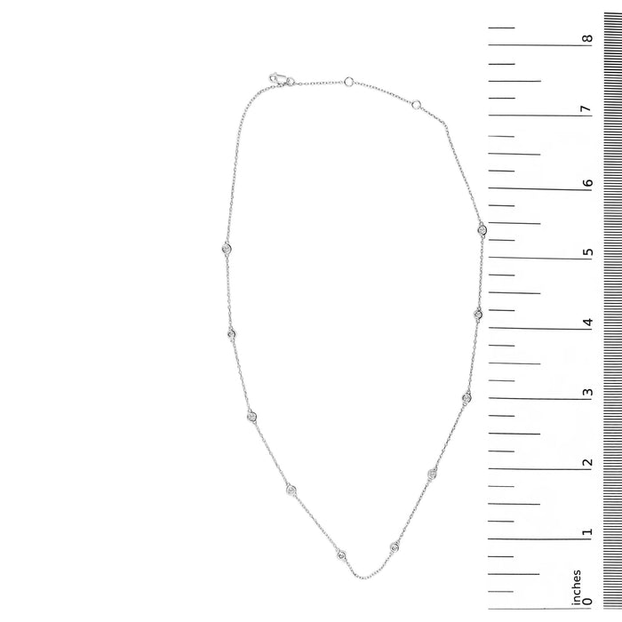 1/2 Ct. T.W. Bezel-Set Diamond Station Necklace in 14K White Gold, photo 5