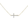 1/5 Ct. T.W. Diamond Sideways Cross Pendant Necklace in 10K Yellow Gold, photo 1
