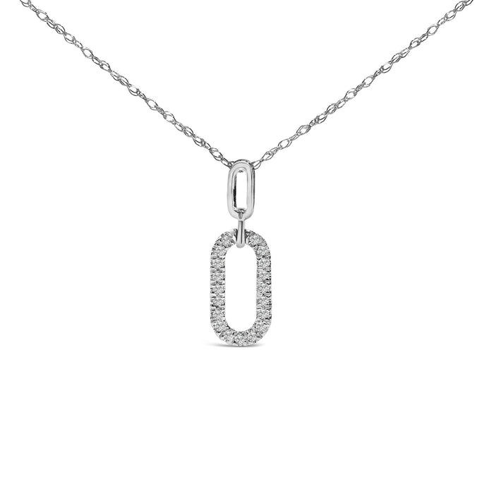 Collar con colgante paperclip con detalle de diamante en oro blanco de 14K, foto 1