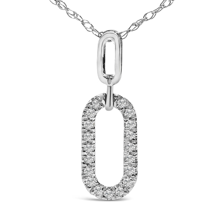 Collar con colgante paperclip con detalle de diamante en oro blanco de 14K, foto 2