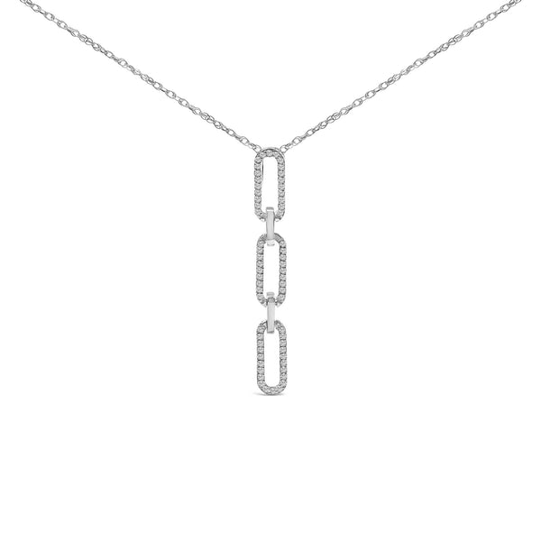 1/10 Ct. T.W. Diamond Triple Paper Clip Pendant Necklace in 14K White Gold, photo 1