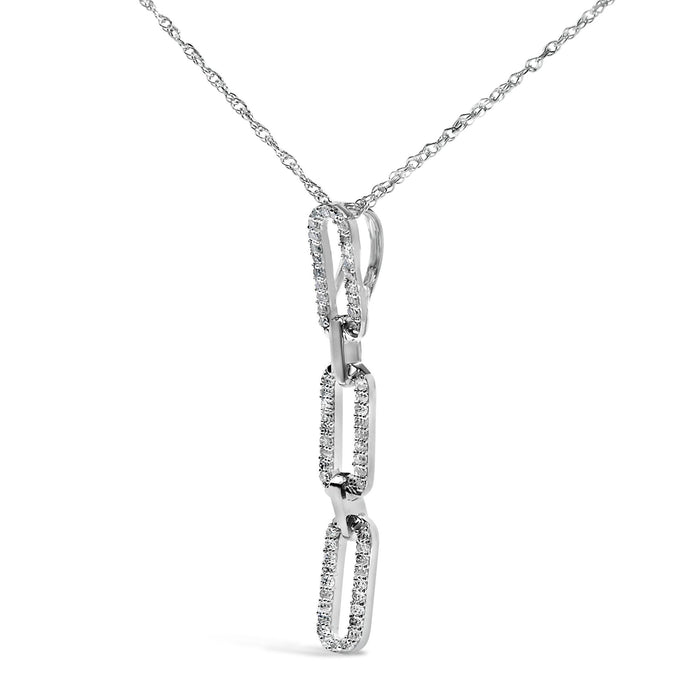 1/10 Ct. T.W. Diamond Triple Paper Clip Pendant Necklace in 14K White Gold, photo 4