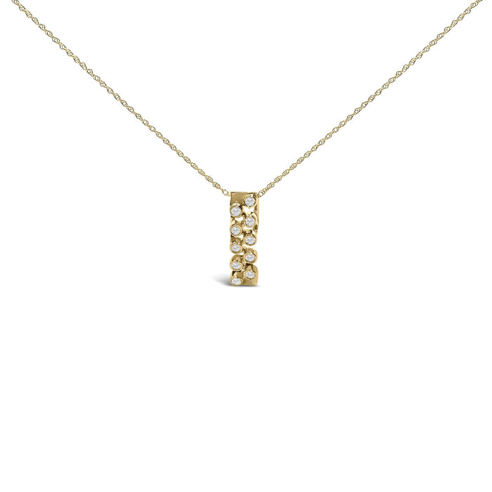 1/7 Ct. T.W. Bezel-Set Diamond Vertical Bar Pendant Necklace in 14K Yellow Gold, photo 2