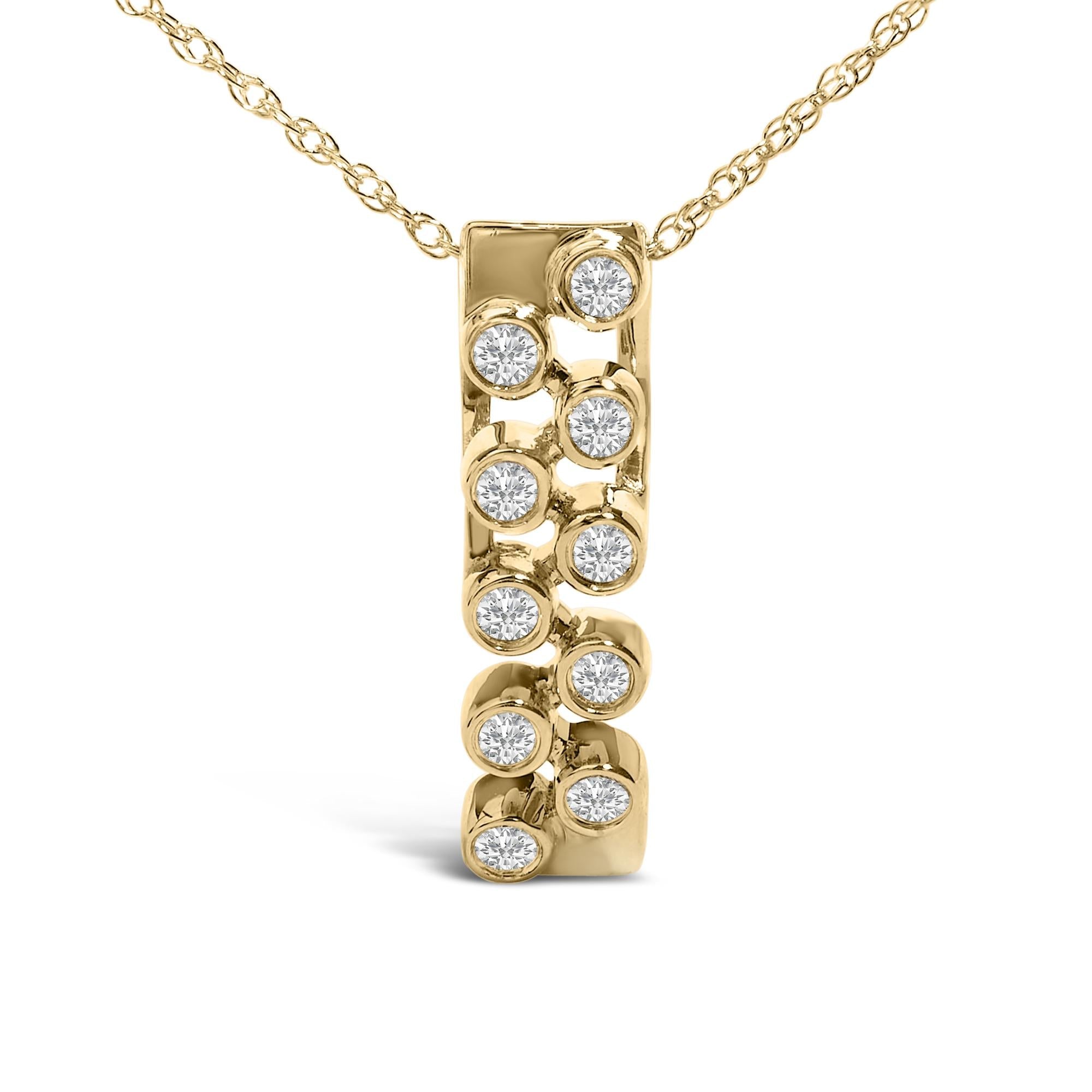 1/7 Ct. T.W. Bezel-Set Diamond Vertical Bar Pendant Necklace in 14K Yellow Gold, photo 1