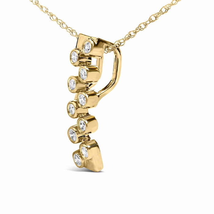 1/7 Ct. T.W. Bezel-Set Diamond Vertical Bar Pendant Necklace in 14K Yellow Gold, photo 4