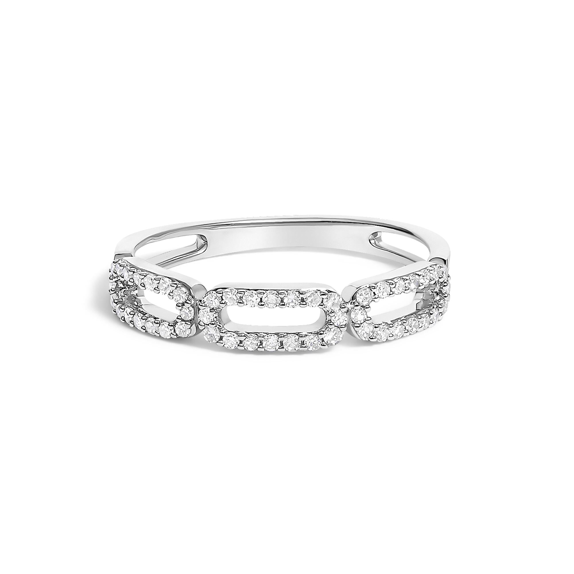 Anillo de clip de papel con diamantes de 1/4 ct. p.t. en oro blanco de 14K, foto 1