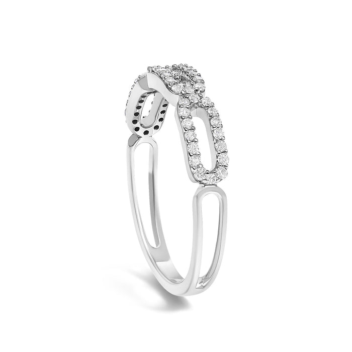 Anillo de clip de papel con diamantes de 1/4 ct. p.t. en oro blanco de 14K, foto 5