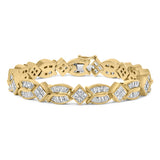 8 1/5 Ct. T.W. Baguette and Princess-Cut Diamond Geometric Twist Link Bracelet in 14K Yellow Gold
