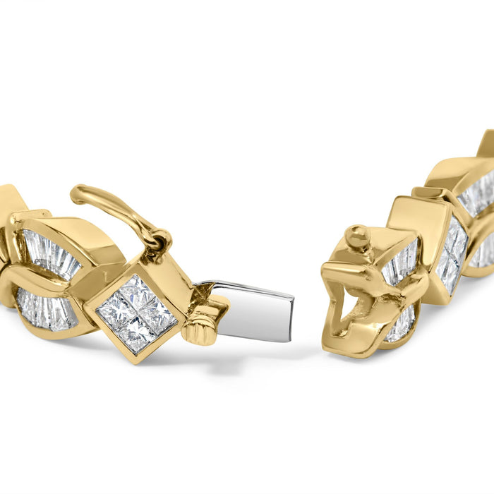 8 1/5 Ct. T.W. Baguette and Princess-Cut Diamond Geometric Twist Link Bracelet in 14K Yellow Gold, photo 2