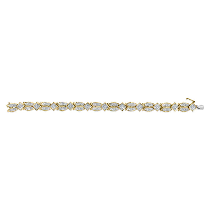 8 1/5 Ct. T.W. Baguette and Princess-Cut Diamond Geometric Twist Link Bracelet in 14K Yellow Gold, photo 4