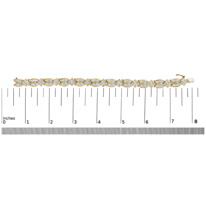 8 1/5 Ct. T.W. Baguette and Princess-Cut Diamond Geometric Twist Link Bracelet in 14K Yellow Gold, photo 5