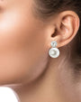Round Cubic Zirconia and Glass Bead Drop Earrings in Rhodium-Plated Brass, photo 2