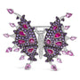1 Ct. T.W. Diamond, Ruby Sapphire, and Amethyst Mixed Gemstone Butterfly Brooch Pin in 18K White Gold, photo 1