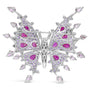 1 Ct. T.W. Diamond, Ruby Sapphire, and Amethyst Mixed Gemstone Butterfly Brooch Pin in 18K White Gold, photo 5