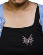 1 Ct. T.W. Diamond, Ruby Sapphire, and Amethyst Mixed Gemstone Butterfly Brooch Pin in 18K White Gold, photo 3