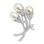 2 1/5 Ct. T.W. Diamond and South Sea Cultured Pearl Floral Brooch Pin in 18K White Gold, photo 1