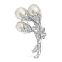 2 1/5 Ct. T.W. Diamond and South Sea Cultured Pearl Floral Brooch Pin in 18K White Gold, photo 2