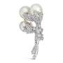 2 1/5 Ct. T.W. Diamond and South Sea Cultured Pearl Floral Brooch Pin in 18K White Gold, photo 4