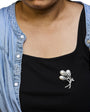 2 1/5 Ct. T.W. Diamond and South Sea Cultured Pearl Floral Brooch Pin in 18K White Gold, photo 3
