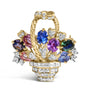 Colgante y broche prendedor de ramo floral con diamantes de 1 1/10 ct. p.t. y gemas mixtas en oro amarillo de 18K, foto 1