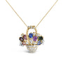 Colgante y broche prendedor de ramo floral con diamantes de 1 1/10 ct. p.t. y gemas mixtas en oro amarillo de 18K, foto 6