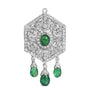 2 3/4 Ct. T.W. Diamond and Emerald Art Deco Shield Brooch Pendant in 18K White Gold, photo 1