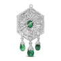 2 3/4 Ct. T.W. Diamond and Emerald Art Deco Shield Brooch Pendant in 18K White Gold, photo 5