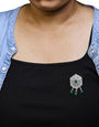 2 3/4 Ct. T.W. Diamond and Emerald Art Deco Shield Brooch Pendant in 18K White Gold, photo 3