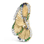 2 1/3 Ct. T.W. Diamond, Sapphire, and Emerald Sculpted Petal Brooch Pin in 18K Yellow Gold, photo 2