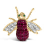 Broche prendedor de abejorro con diamantes de 3/8 ct. p.t. y rubí rojo de 6 3/4 ct. p.t. en oro amarillo de 18K, foto 1