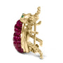 Broche prendedor de abejorro con diamantes de 3/8 ct. p.t. y rubí rojo de 6 3/4 ct. p.t. en oro amarillo de 18K, foto 2