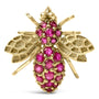 Red Ruby Bee Brooch Pin in 14K Yellow Gold, photo 1