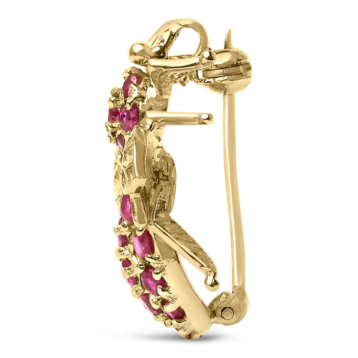 Red Ruby Bee Brooch Pin in 14K Yellow Gold, photo 4