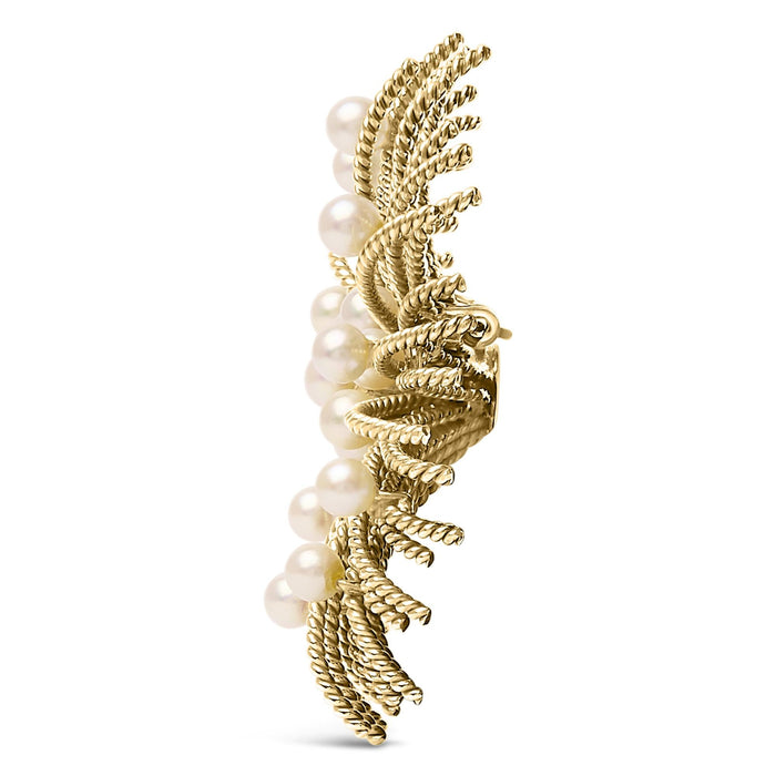 Cultured Freshwater Pearl Starburst Brooch Pin in 18K Yellow Gold, photo 4