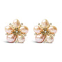 3/8 Ct. T.W. Diamond and Freshwater Cultured Pearl Blossom Stud Earrings in 18K Rose Gold, photo 1