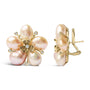 3/8 Ct. T.W. Diamond and Freshwater Cultured Pearl Blossom Stud Earrings in 18K Rose Gold, photo 4