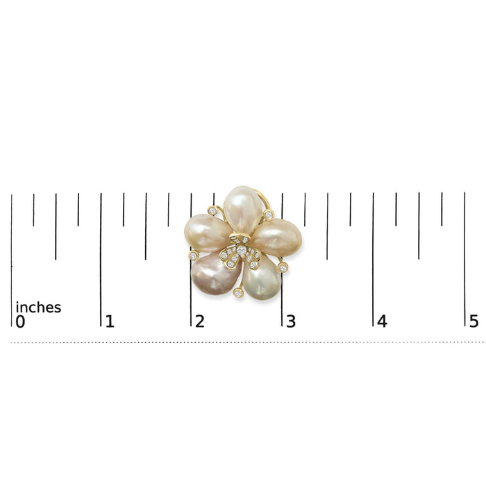 3/8 Ct. T.W. Diamond and Freshwater Cultured Pearl Blossom Stud Earrings in 18K Rose Gold, photo 5