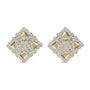 Aretes de botón de racimo geométrico con diamantes de 5 1/5 ct. p.t. en oro amarillo de 18K, foto 1