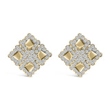 Aretes de botón de racimo geométrico con diamantes de 5 1/5 ct. p.t. en oro amarillo de 18K