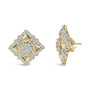 Aretes de botón de racimo geométrico con diamantes de 5 1/5 ct. p.t. en oro amarillo de 18K, foto 2