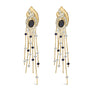 1 Ct. T.W. Diamond and Blue Sapphire Chandelier Earrings in 14K Yellow Gold, photo 1