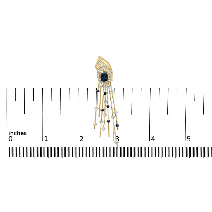 1 Ct. T.W. Diamond and Blue Sapphire Chandelier Earrings in 14K Yellow Gold, photo 5