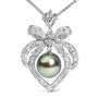 Collar de corazón con diamantes de 3/4 ct. p.t. y perla cultivada negra de Tahití de 12.5 mm en oro blanco de 18K, foto 2