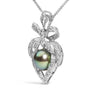 Collar de corazón con diamantes de 3/4 ct. p.t. y perla cultivada negra de Tahití de 12.5 mm en oro blanco de 18K, foto 4