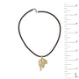 Collar con colgante de gato con diamantes de 1 ct. p.t. y cordón de piel café en oro de 18K, foto 5